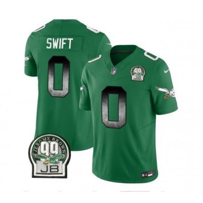 Men Philadelphia Eagles 0 D 27Andre Swift Green 2023 F U S E  Throwback Vapor Untouchable Limited Stitched Football Jersey