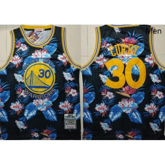 Warriors 30 Stephen Curry Black 2009 10 Hardwood Classics Floral Fashion Swingman Jersey