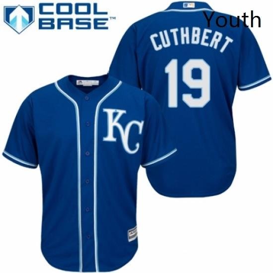 Youth Majestic Kansas City Royals 19 Cheslor Cuthbert Authentic Blue Alternate 2 Cool Base MLB Jersey