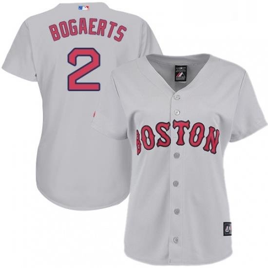 Womens Majestic Boston Red Sox 2 Xander Bogaerts Authentic Grey Road MLB Jersey