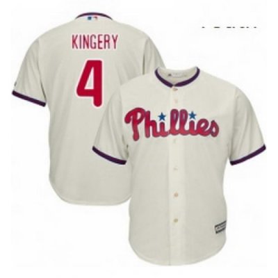 Youth Majestic Philadelphia Phillies 4 Scott Kingery Authentic Cream Alternate Cool Base MLB Jersey