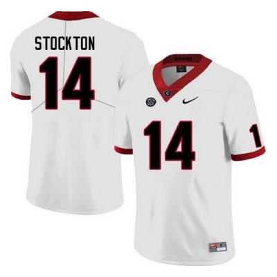 Men #14 Gunner Stockton Georgia Bulldogs College Football Jerseys Sale-White Anniversary