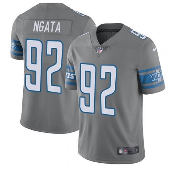 Nike Lions #92 Haloti Ngata Gray Mens Stitched NFL Limited Rush Jersey