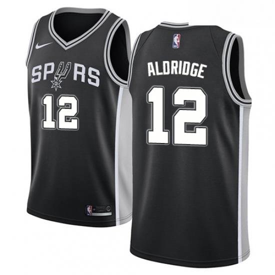 Youth Nike San Antonio Spurs 12 LaMarcus Aldridge Swingman Black Road NBA Jersey Icon Edition