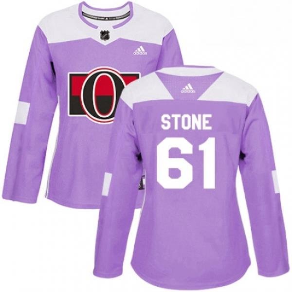 Womens Adidas Ottawa Senators 61 Mark Stone Authentic Purple Fights Cancer Practice NHL Jersey