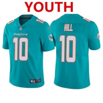 Youth Miami Dolphins 10 Tyreek Hill Aqua Vapor Untouchable Limited Stitched Jersey