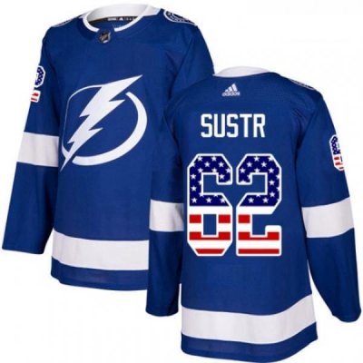 Youth Adidas Tampa Bay Lightning 62 Andrej Sustr Authentic Blue USA Flag Fashion NHL Jersey