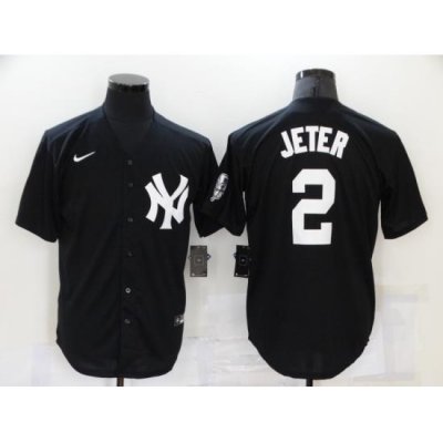 Men's NeW York Yankees #2 Derek Jeter Authentic Black Game Jersey