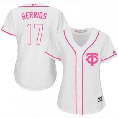 Womens Majestic Minnesota Twins 17 Jose Berrios Authentic White Fashion Cool Base MLB Jersey