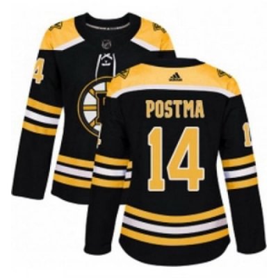 Womens Adidas Boston Bruins 14 Paul Postma Premier Black Home NHL Jersey