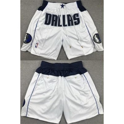 Men Dallas Mavericks White Shorts  28Run Small 29