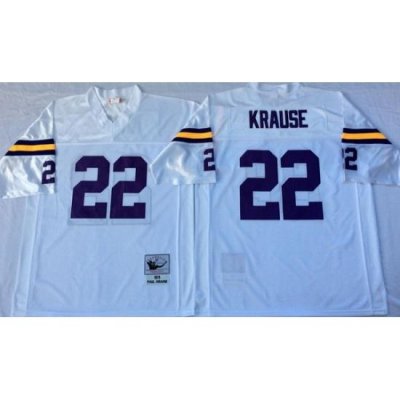 Men Minnesota Vikings 22 Paul Krause White M&N Throwback Jersey