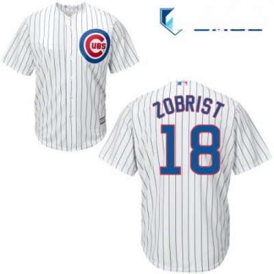 Mens Majestic Chicago Cubs 18 Ben Zobrist Replica White Home Cool Base MLB Jersey