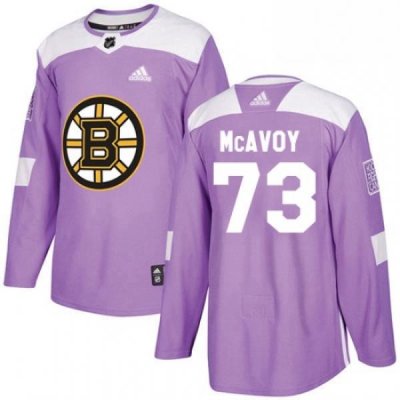 Mens Adidas Boston Bruins 73 Charlie McAvoy Authentic Purple Fights Cancer Practice NHL Jersey