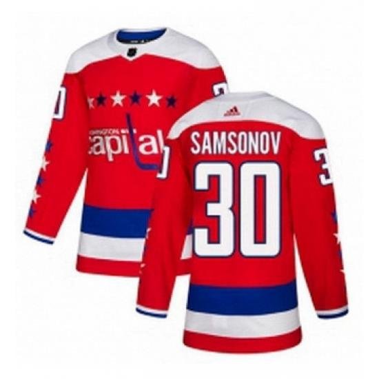 Mens Adidas Washington Capitals 30 Ilya Samsonov Authentic Red Alternate NHL Jersey