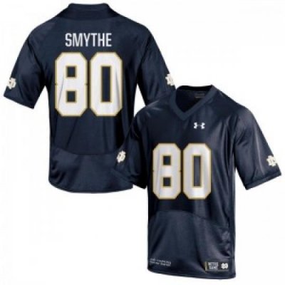 Men Under Armour 80 Replica Navy Blue Durham Smythe Notre Dame Fighting Irish Alumni Football Jersey