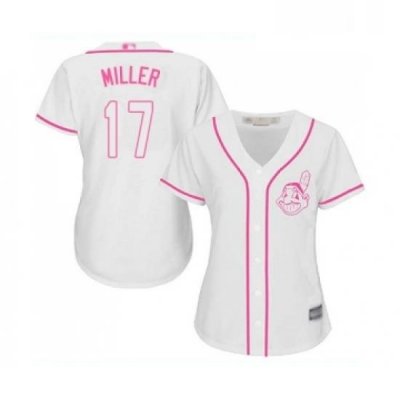 Womens Cleveland Indians 17 Brad Miller Replica White Fashion Cool Base Baseball Jersey