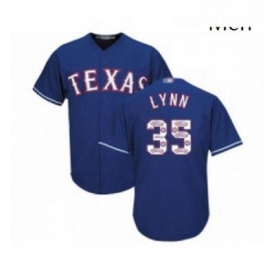 Mens Texas Rangers 35 Lance Lynn Authentic Royal Blue Team Logo Fashion Cool Base Baseball Jersey