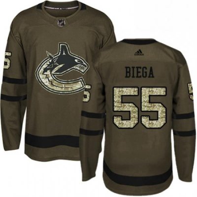 Youth Adidas Vancouver Canucks 55 Alex Biega Authentic Green Salute to Service NHL Jersey