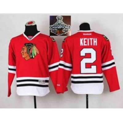 youth nhl jerseys chicago blackhawks #2 keith red[2015 Stanley cup champions]