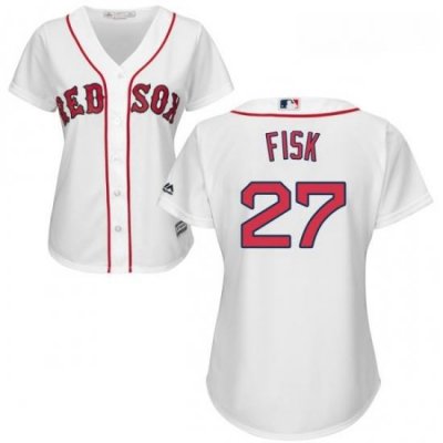 Womens Majestic Boston Red Sox 27 Carlton Fisk Authentic White Home MLB Jersey