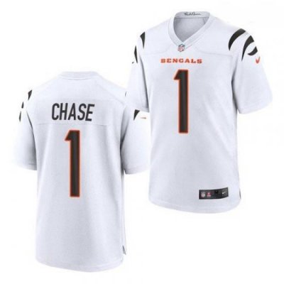 Youth Cincinnati Bengals #1 Ja'Marr Chase White 2021 Game Football Jersey