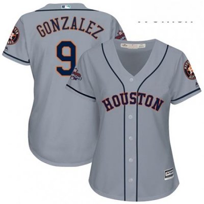 Womens Majestic Houston Astros 9 Marwin Gonzalez Authentic Grey Road 2017 World Series Champions Cool Base MLB Jersey