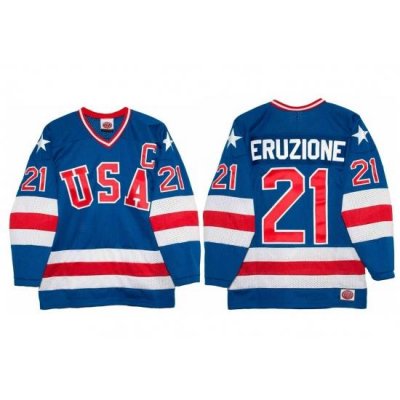 1980 Mike Eruzione Olympic USA MIRACLE Hockey K1 Jersey New Blue