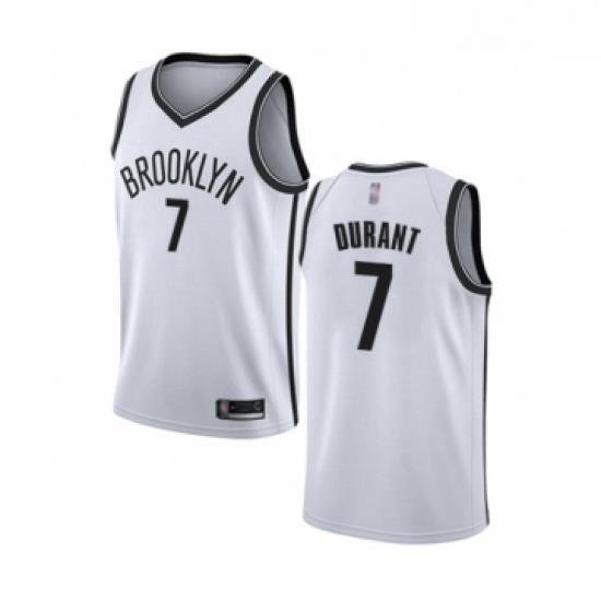 Youth Brooklyn Nets 7 Kevin Durant Swingman White Basketball Jersey Association Edition