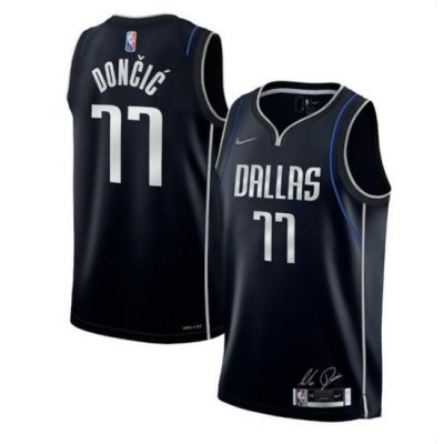 Youth Dallas Mavericks 77 Luka Doncic Navy 75th Anniversary Stitched Basketball Jersey