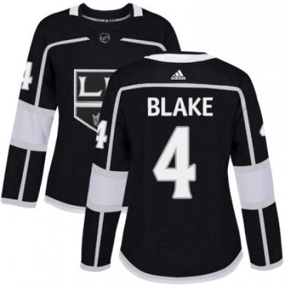 Womens Adidas Los Angeles Kings 4 Rob Blake Authentic Black Home NHL Jersey