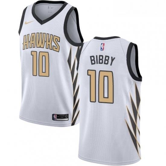 Youth Nike Atlanta Hawks 10 Mike Bibby Swingman White NBA Jersey City Edition