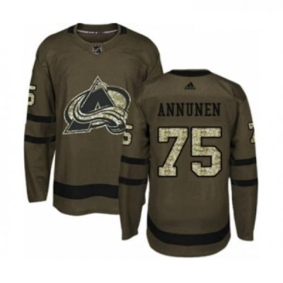 Youth Adidas Colorado Avalanche 75 Justus Annunen Authentic Green Salute to Service NHL Jersey