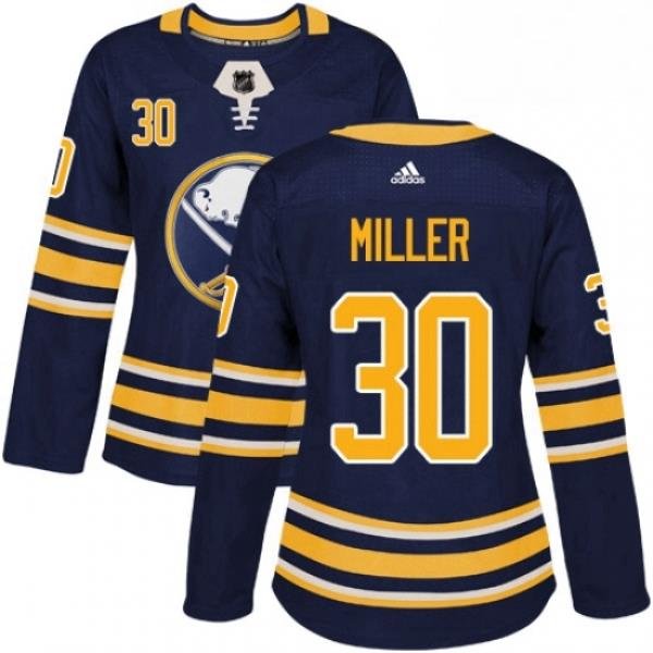 Womens Adidas Buffalo Sabres 30 Ryan Miller Authentic Navy Blue Home NHL Jersey