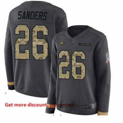 Eagles 26 Miles Sanders Anthracite Salute to Service Women Stitched Football Limited Therma Long Sleeve Jersey