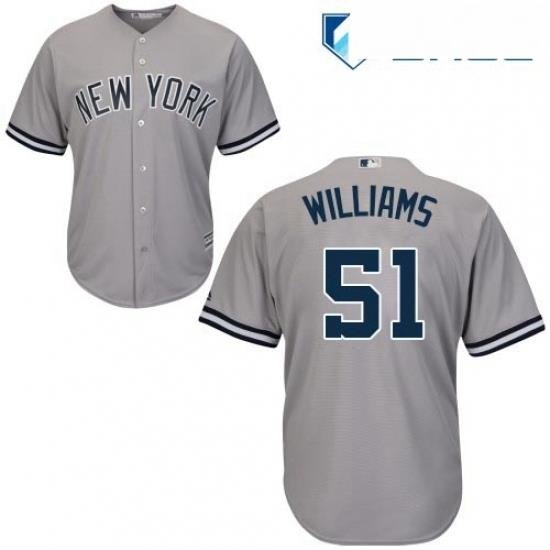 Youth Majestic New York Yankees 51 Bernie Williams Authentic Grey Road MLB Jersey