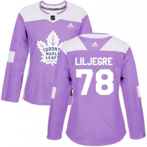 Womens Adidas Toronto Maple Leafs 78 Timothy Liljegren Authentic Purple Fights Cancer Practice NHL Jersey