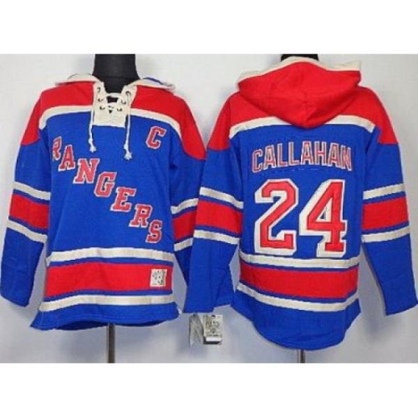 New York Rangers 24 Ryan Callahan Blue Lace-Up Jersey Hoodies