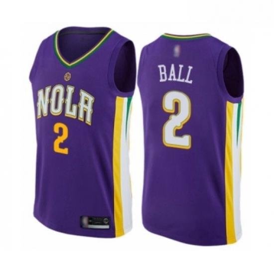 Youth New Orleans Pelicans 2 Lonzo Ball Swingman Purple Basketball Jersey City Edition