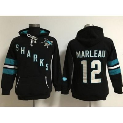 San Jose Sharks 12 Patrick Marleaui Black Women Old Time Heidi Hoodie NHL Hoodie