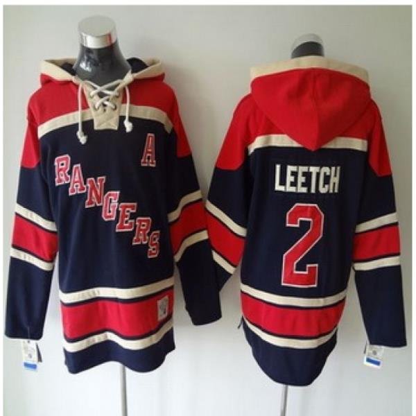 New York Rangers #2 Brian Leetch Navy Blue Sawyer Hooded Sweatshirt Stitched NHL jersey