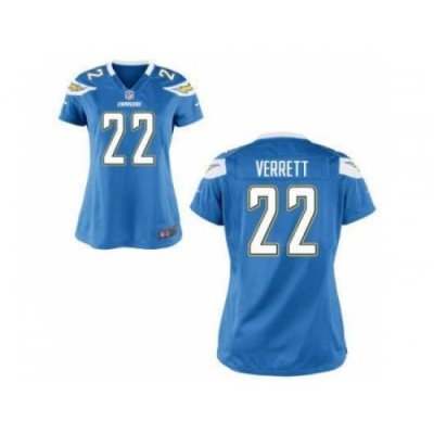 Women Nike San Diego Chargers 22 Jason Verrett Light Blue MLB Jerseys