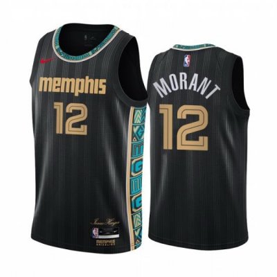 Men Nike Memphis Grizzlies 12 Ja Morant Black NBA Swingman 2020 21 City Edition Jersey