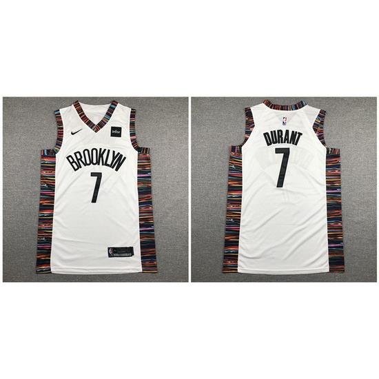 Nets 7 Kevin Durant White City Edition Nike Authentic Jersey