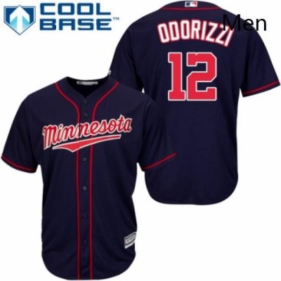 Mens Majestic Minnesota Twins 12 Jake Odorizzi Replica Navy Blue Alternate Road Cool Base MLB Jersey