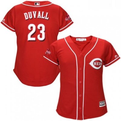 Womens Majestic Cincinnati Reds 23 Adam Duvall Replica Red Alternate Cool Base MLB Jersey