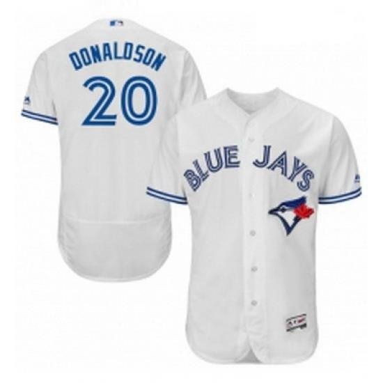 Mens Majestic Toronto Blue Jays 20 Josh Donaldson White Home Flex Base Authentic Collection MLB Jersey