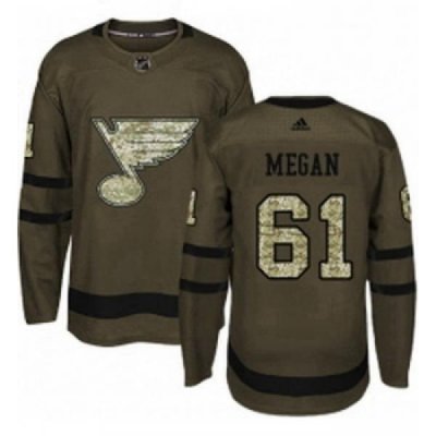 Youth Adidas St Louis Blues 61 Wade Megan Premier Green Salute to Service NHL Jersey