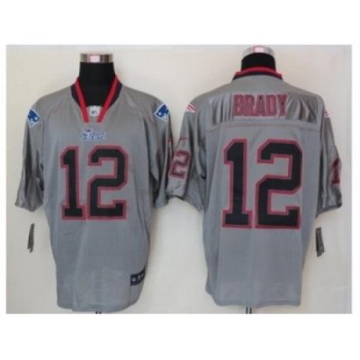 Nike NeW England Patriots 12 Tom Brady Grey Elite Lights Out NFL Jersey