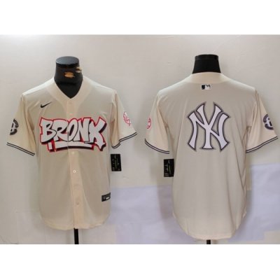 Men New York Yankees Blank Cream The Bronx Graffiti V2 Vapor Limited Stitched Baseball Jersey 1